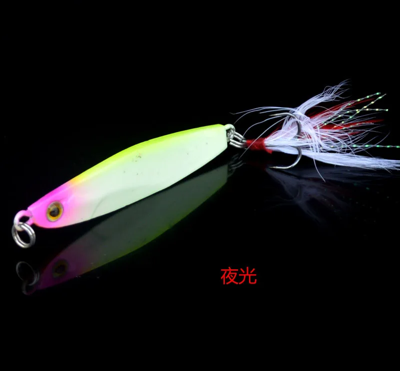 Señuelo de pesca de largo alcance, Jigbait luminoso que se hunde, plantilla de Metal Artificial de 28g, señuelos artificiales que brillan en la oscuridad - imagen 3