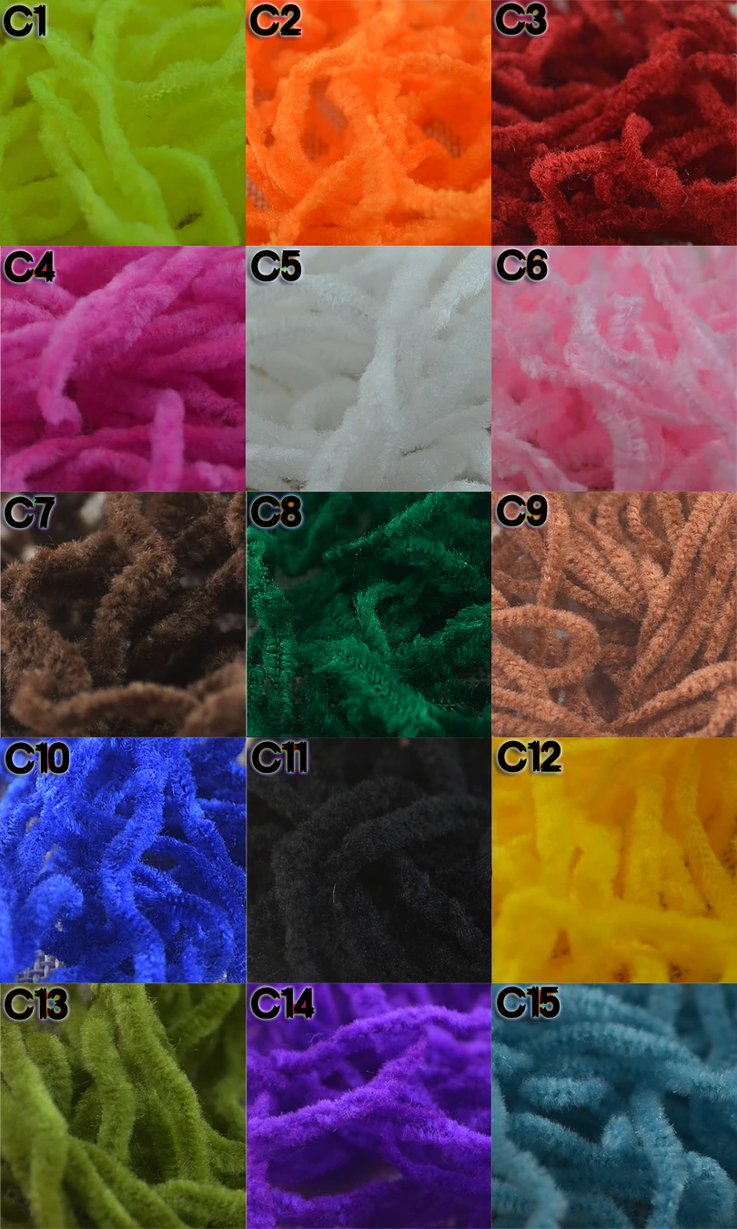 MNFT-cuerpo para atar moscas, Material para atar moscas, oropel de chenilla para gusanos de insectos, rayón, hilo de chenilla, 2 tarjetas - imagen 4