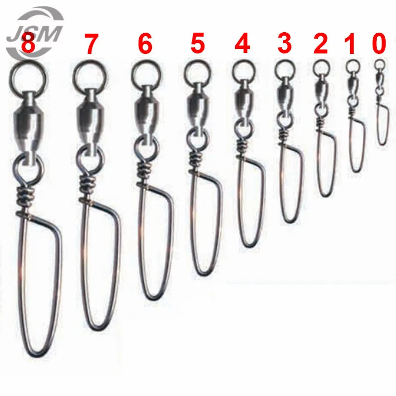 JSM-rodamiento de bolas giratorio de pesca, 10 piezas, cierre de costa, latón con conector giratorio de níquel negro, aparejos de pesca - imagen 3