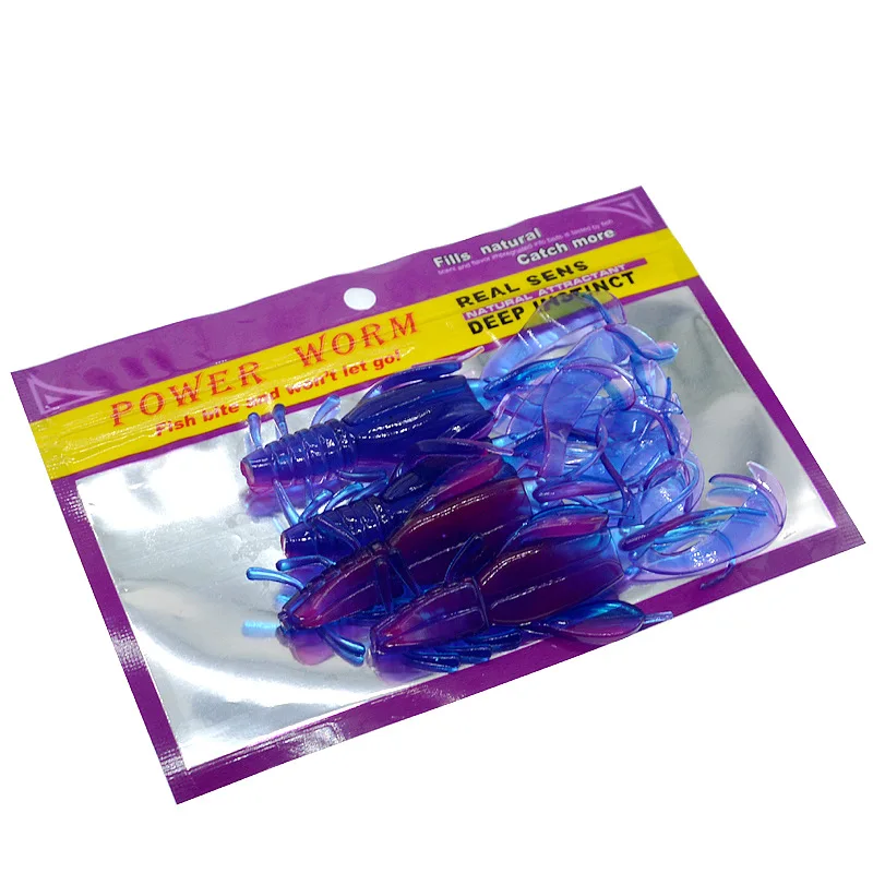 Señuelos de pesca de doble Color, cebo suave de camarón alienígena, gusano, cola de hoz única, señuelo Artificial, 10cm/10,5g, lote de 4 piezas en oferta - imagen 3
