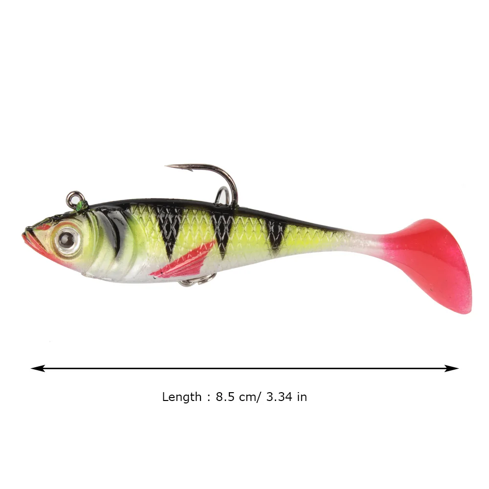 Goture-Señuelos de Pesca suaves, cebos de silicona de 11g y 8cm, Swimbait Wobblers, ojos 3D, cabeza de plomo 8 # anzuelo triple, cebos falsos - imagen 3