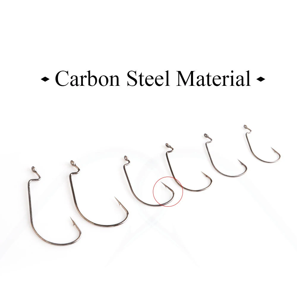 NGB 50 Uds anzuelo de gusano vástago compensado pez de níquel negro 97074 Jig Head señuelo pesca de carpa anzuelos de púas de acero al carbono con anillados - imagen 5