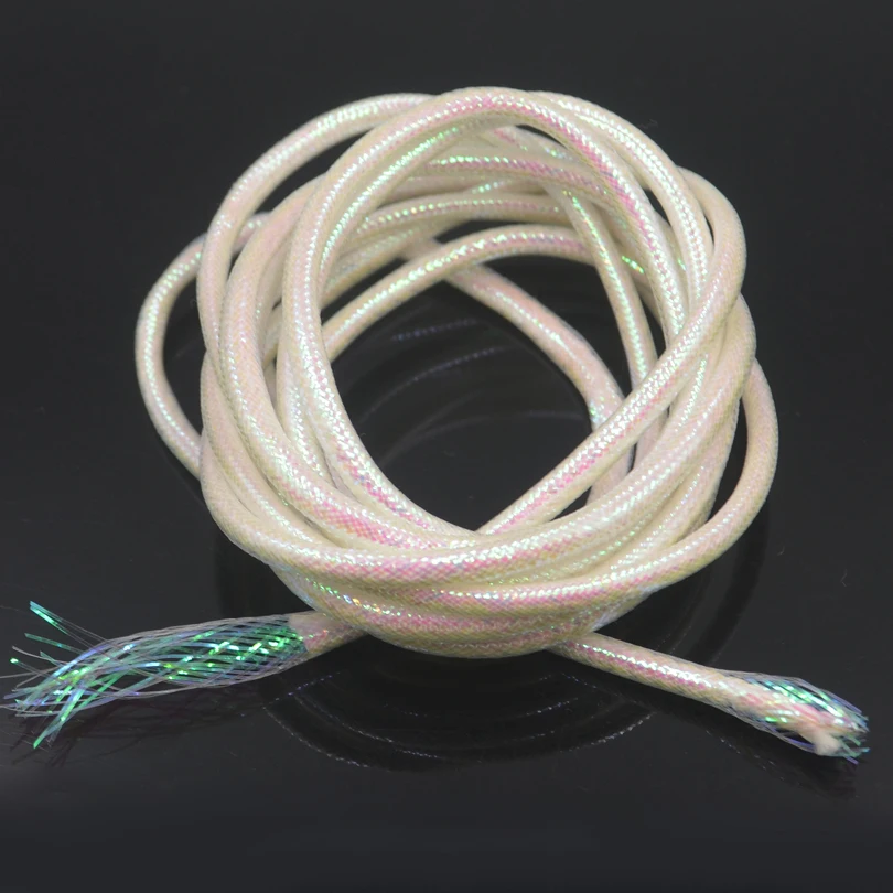 MNFT-cable de Mylar holográfico Mraided, tubos de 3,5mm y 3mm para materiales de atado de moscas y peces, con relleno de líneas blancas, 2 paquetes (4m en Total) - imagen 4