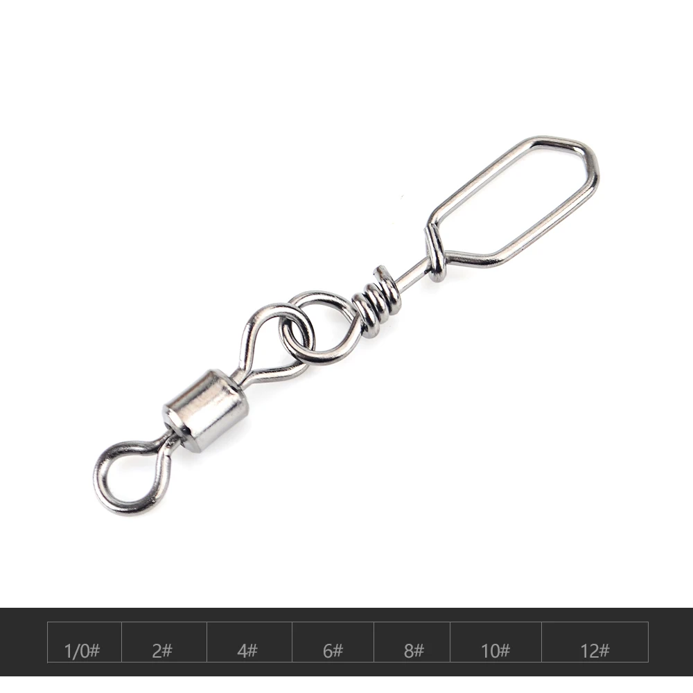 NGB 8-10 Uds giratorio con conector de anzuelo de pesca a presión Terminal aparejos de pesca 1/0 #   2 #   4 #   6 #   8 #   10 #   12 # - imagen 2