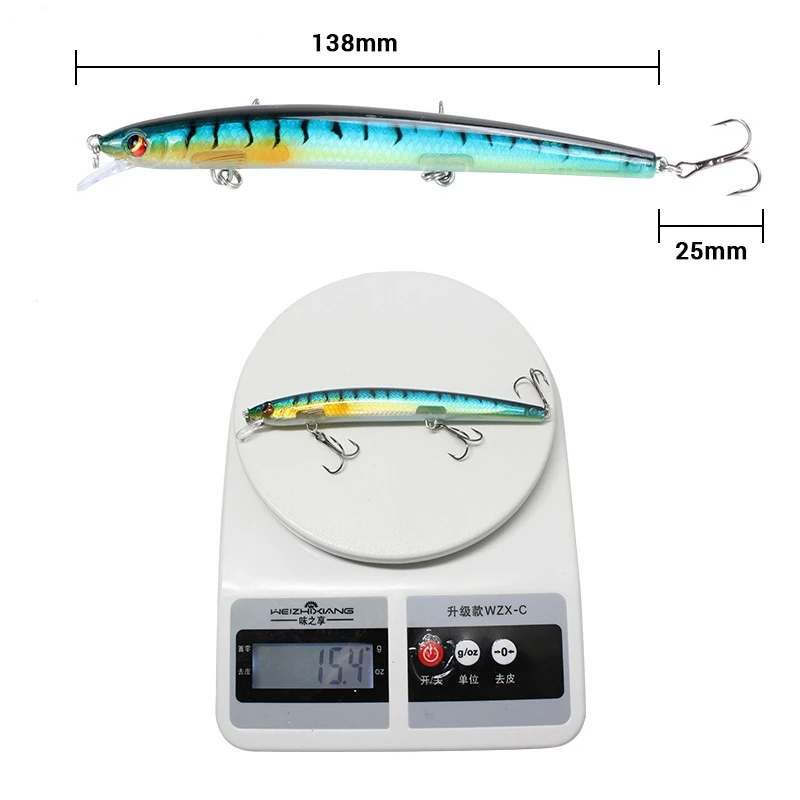 Señuelo de pesca de pececillos, cebo duro láser flotante de 138mm/15,4g, CrankBait Artificial, ojos 3D, trucha, Lucio, carpa, aparejos de pesca, 1 piezas - imagen 3
