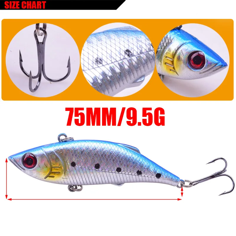 Señuelos de Pesca de invierno, 7,5 cm, 9,5g, ojos 3D, VIB, cebo duro Artificial, Wobblers, señuelo de lubina, Crankbait, aparejos de pesca, 1 ud. - imagen 2