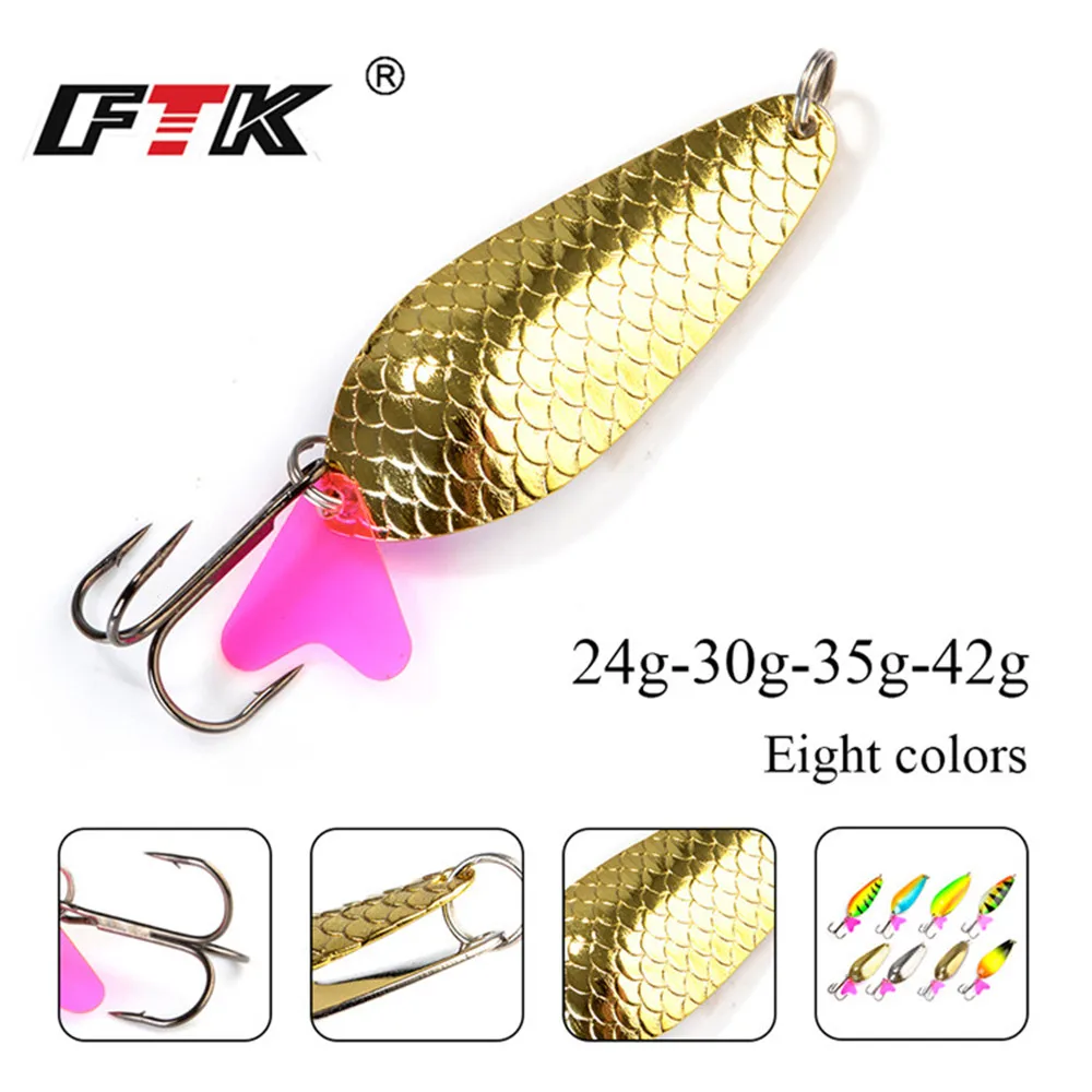 FTK-señuelo de pesca duro con lentejuelas, cebo de pesca con Mustad 34647-BN, anzuelo triple, 24g/30g/35g/42g, 1 unidad - imagen 2