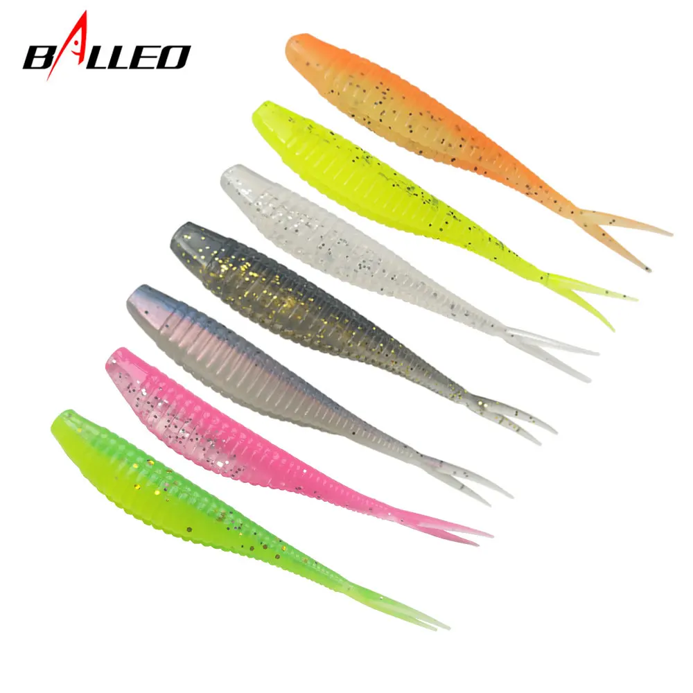 Balleo 10 unids/lote anzuelo de cola de horquilla señuelo suave 7 cm/1,8g señuelo de pesca Shad cebo de silicona alimentador de cebo de plástico suave para pesca de Lucio - imagen 2