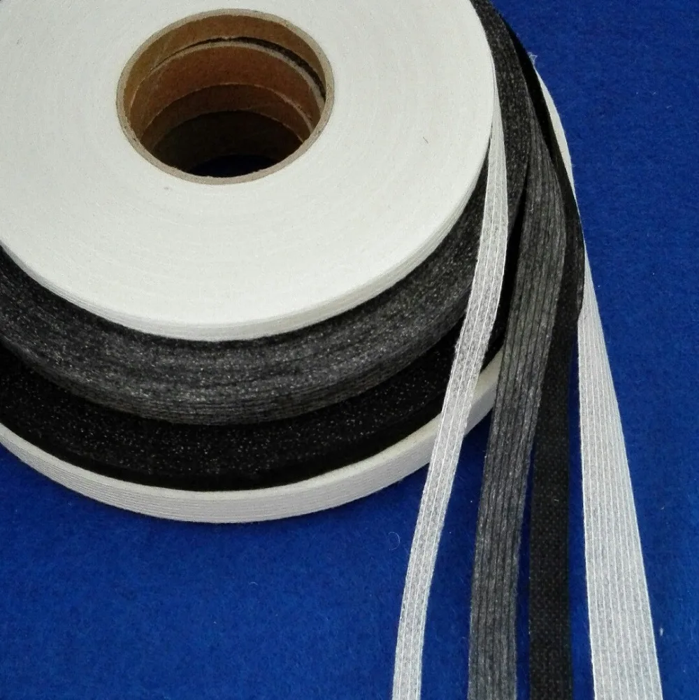 Cinta adhesiva de un solo lado Fusible de tela no tejida, forro de tela entrelazado blanco o negro para evitar la transformación, 100 metros - imagen 3