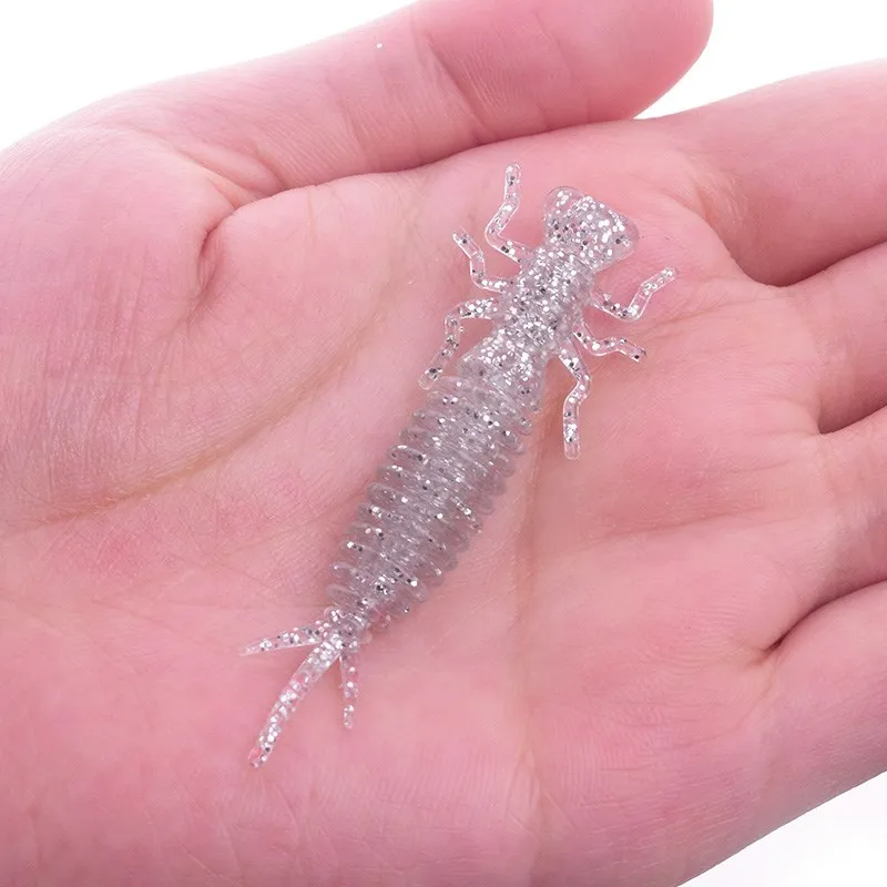 Señuelos de Pesca de silicona, cebos blandos de 55mm y 1,2g, cebo de olor a sal Artificial Crazy Flapper, Wobblers para aparejos de Pesca, 10 Uds. - imagen 5