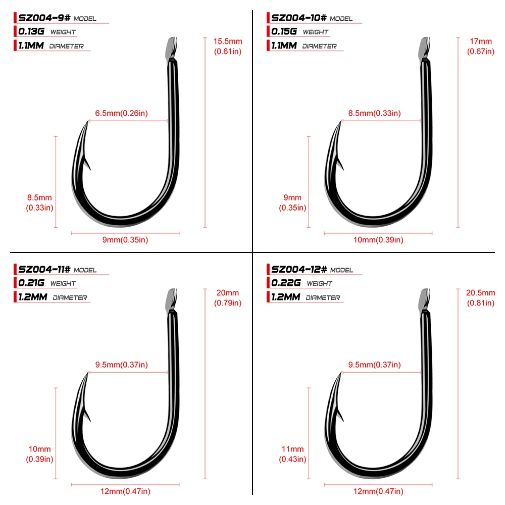 PROBEROS 1000PC Anzuelo Iseama 1 # -15 #   Anzuelo único, anzuelo de pesca de alta calidad, color negro, anzuelo grande único, anzuelos triples - imagen 5