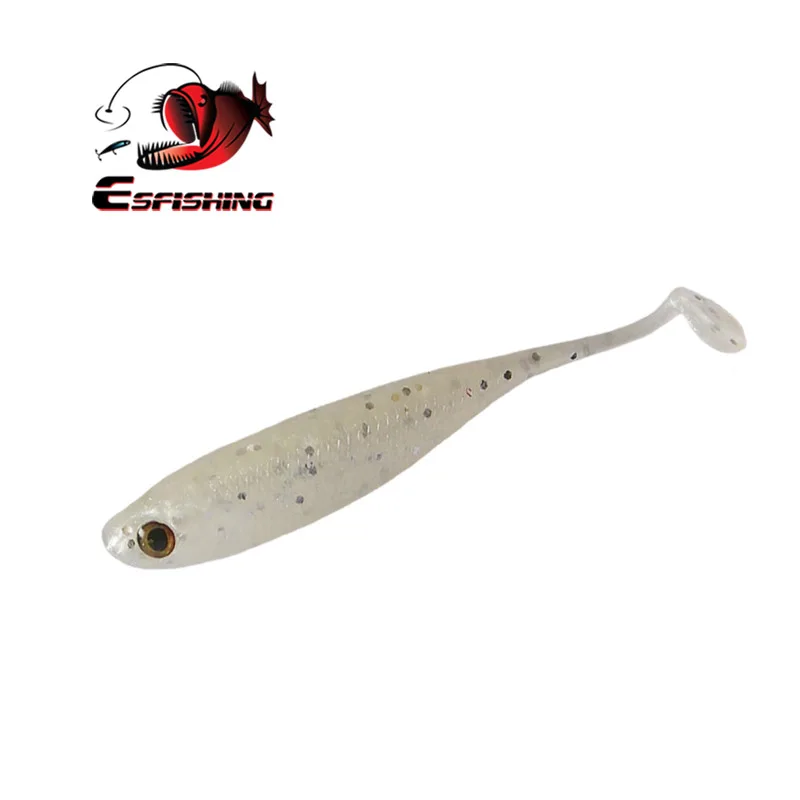 ESFISHING-cebo de silicona de plástico suave, olor a camarón, T, sábalo brillante, 70mm, ojo 3D, aparejos de Pesca artificiales - imagen 4