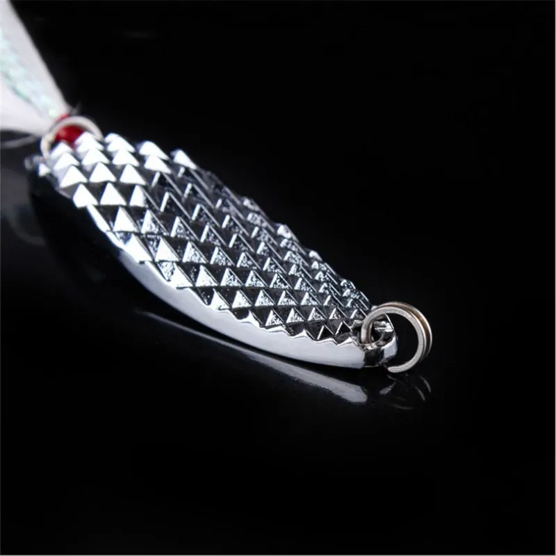 1 Uds Metal Spinner lentejuelas señuelo de pesca 7g 10g 15g 20g plata oro cuchara cebo con pluma Artificial señuelo duro aparejos de pesca - imagen 5