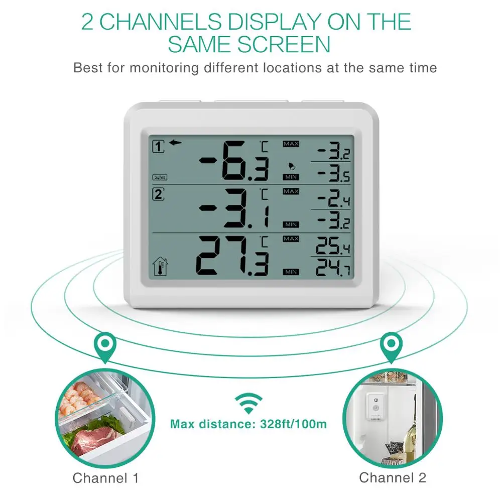 Termómetro digital inalámbrico ORIA alarma audible y retroiluminación - imagen 4
