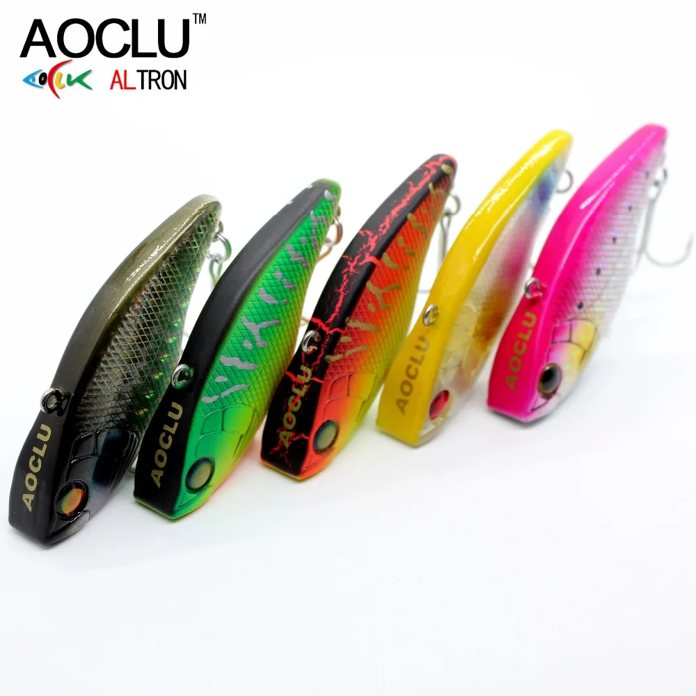 AOCLU-Señuelos de pesca de cebo duro, sonajero que se hunde, VIB, agua de mar, bajura, barco nadador, lubina de lanzamiento fácil, trucha, anzuelos VMC, 60mm, 16g - imagen 4