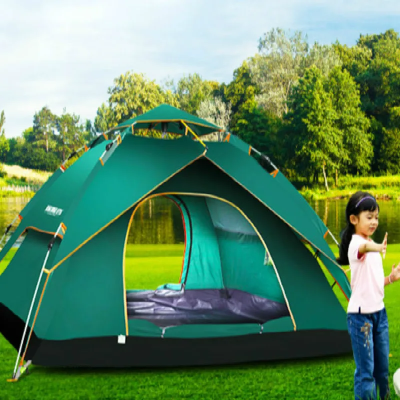 Tienda de campaña automática doble impermeable, traje familiar, tiendas de campaña turísticos, senderismo al aire libre, playa, viaje, colchón inflable - imagen 4