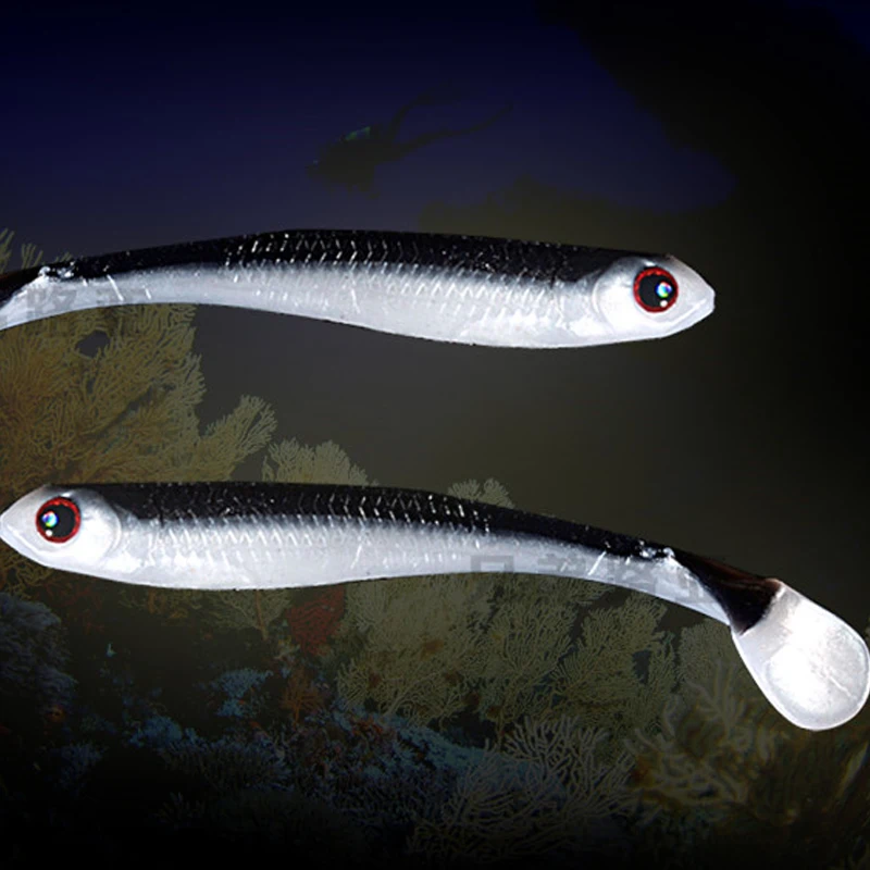 Señuelo de pesca suave, cebo en T Tails, Jighead, Texas cracky Rig, atracción de gusano, 6,3 cm, 7,5 cm, lote de 6 piezas, venta - imagen 3