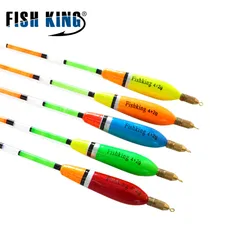 FISH KING 5 unids/lote 3 + 2g 4 + 2g 5 + 2g 6 + 2g flotador de abeto Barguzinsky de colores mezclados Pesca Vertical para Pesca de carpa aparejos de Pesca flotantes