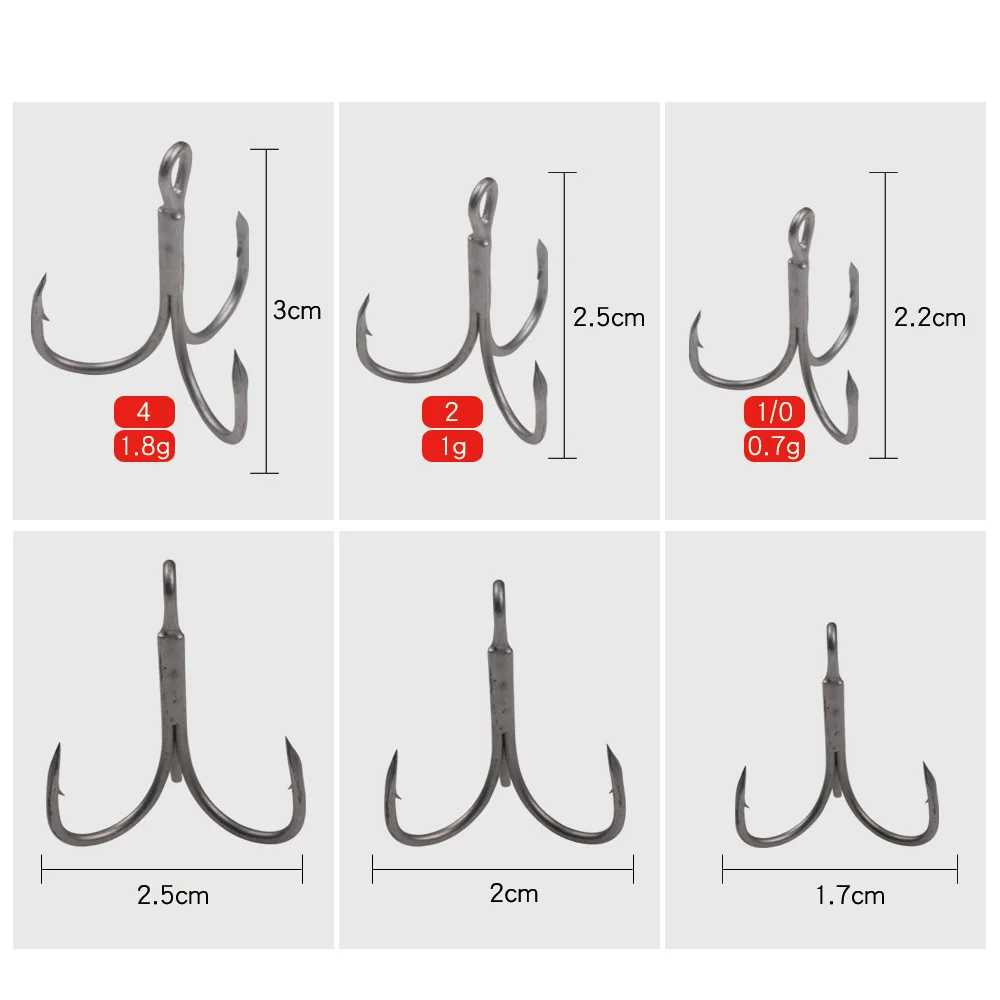 Anzuelos de pesca ST31, herramientas de aparejos de pesca de acero alto en carbono, superafilados, con ranura en sangre Aukin 1/0 2 #4 #, anzuelos triples, 5 unids/lote - imagen 2