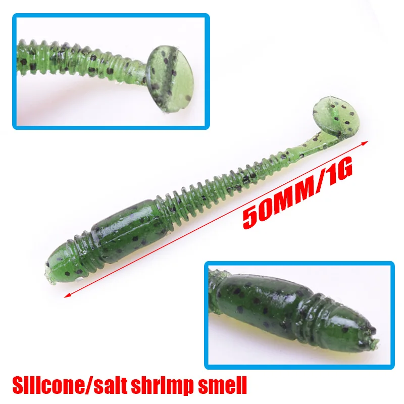 16 unids/lote olor a pescado gusano Pesca señuelos blandos 5cm 1g Bass carpa silicona con sal cebos artificiales Wobbler Swimbait aparejos de Pesca - imagen 2