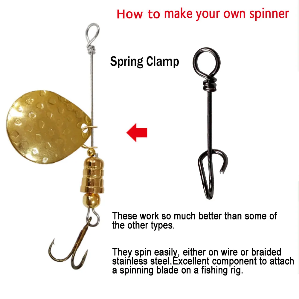 Conector de pesca de acero inoxidable, 100 Uds., bloqueo de Clip rápido, anillos sólidos giratorios, broches de seguridad, herramienta para anzuelo de pesca - imagen 5