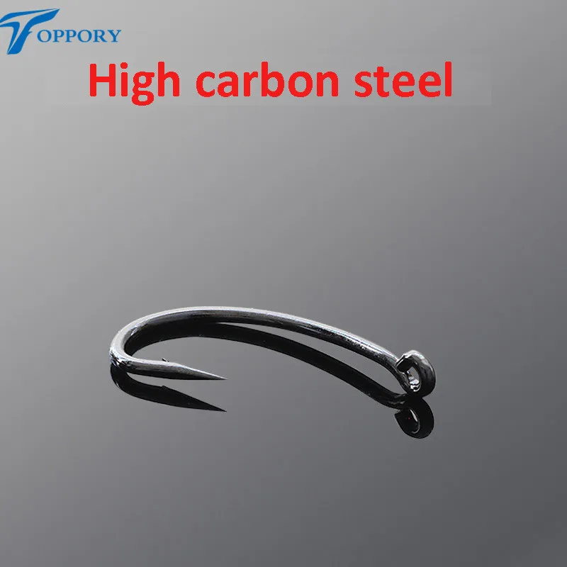 Toppory-anzuelos de acero de alto carbono para pesca de carpa, 10 unids/bolsa, anzuelos rígidos fuertes con púas negras, herramienta de aparejos de pesca de carpa - imagen 2