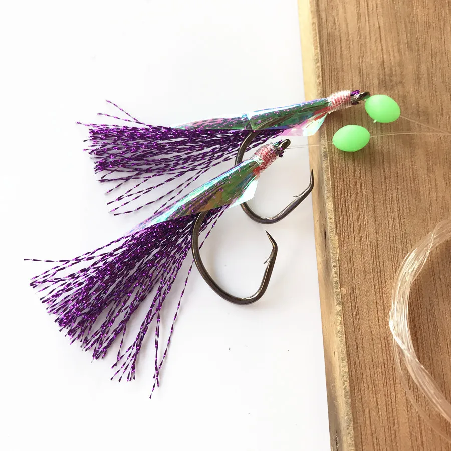 Aparejos de pesca en el mar, cebos sabiki para salmón, arenque, caballa, anzuelos grandes, trucha, 5 bolsas, 5/0, 5 colores - imagen 2