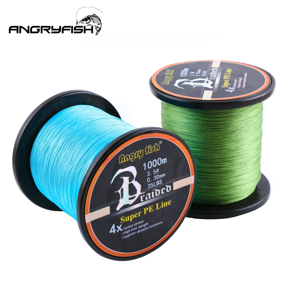Angryfish 4X 1000M hilo de pescar trenzado Super PE línea fuerte resistencia 12LB-80LB