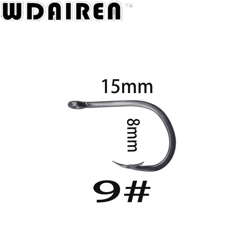 WDAIREN-anzuelos de Pesca de acero al carbono 3-12 #, anzuelos de Pesca duraderos con agujero, caja de aparejos de carpa, WD-141, 100 unidades por lote - imagen 4