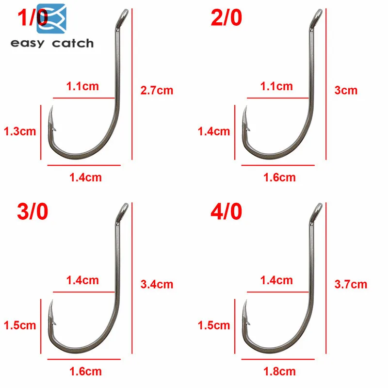 Anzuelos de pesca de pulpo de caña larga blanca de acero inoxidable 200, tamaño 92554, 1/0, 2/0, 3/0, 4/0, 5/0, 6/0, 7/0, 8/0, 9/0, fácil de atrapar, Uds. - imagen 2