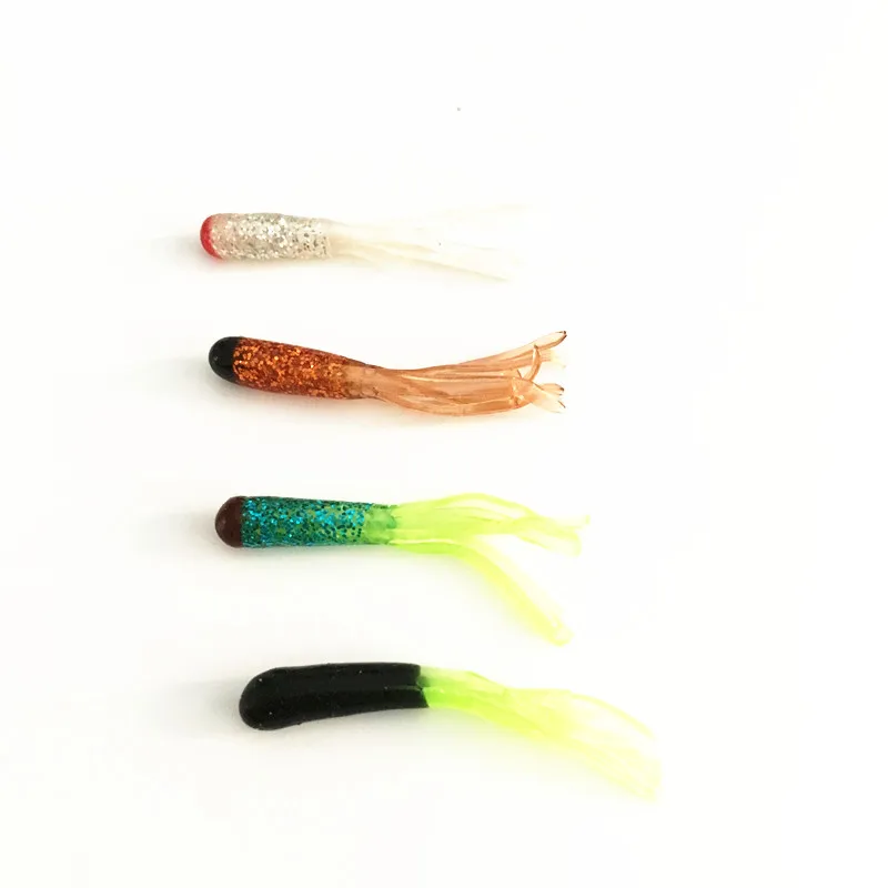 Tubo de calamar artificial suave para pesca, señuelo de gusano, aparejos de pesca, falda de plástico, larva, 4,5 cm, 0,78g, 40 Uds. - imagen 2