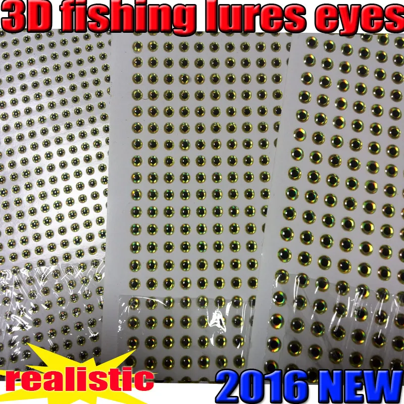 Ojos de señuelo de pesca 3D, Ojos de mosca a elegir tamaño: 4mm --16mm, cantidad: 500 unids/lote, color: dorado - imagen 4
