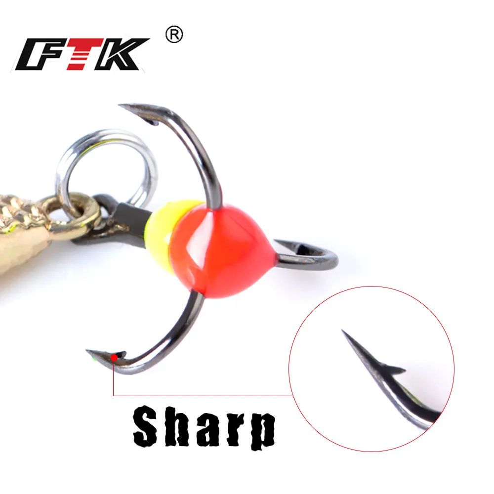 FTK-señuelo de pesca en hielo para invierno, cuchara giratoria, 55mm/6g, cebo de pesca de Metal dorado y plateado, anzuelo triple, señuelos duros para trucha y Lucio, 1 ud. - imagen 4