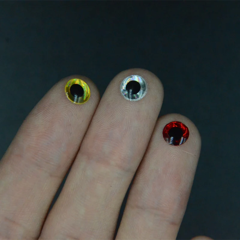 Simulador 3D de pesca con mosca, ojos epoxi para moscas streamer, cebo de manivela artificial minnow, 3 colores, 3mm, 5mm, 7mm, 9mm, 60 piezas