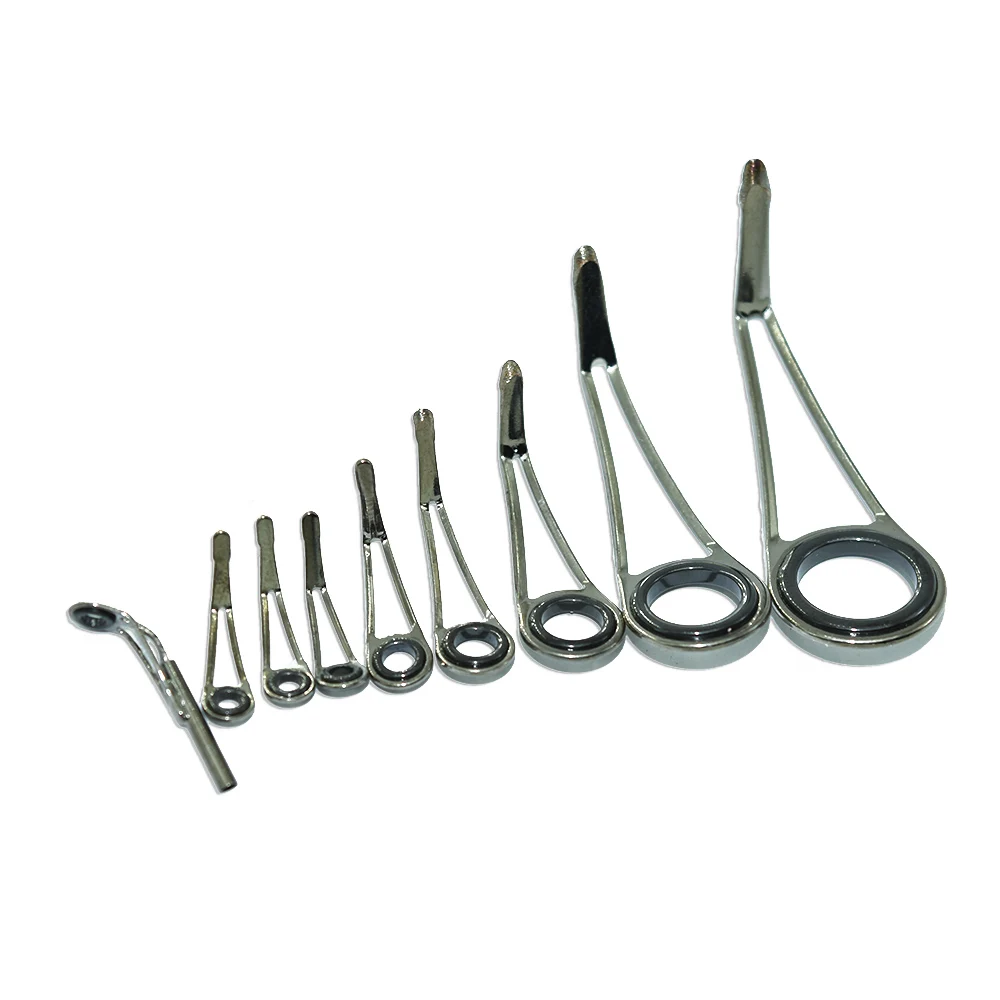 9 uds/Kit guías de caña de pescar de trucha de roca peso ultraligero patas altas anillo guía de acero inoxidable varilla DIY reparación reinstalar re-montaje