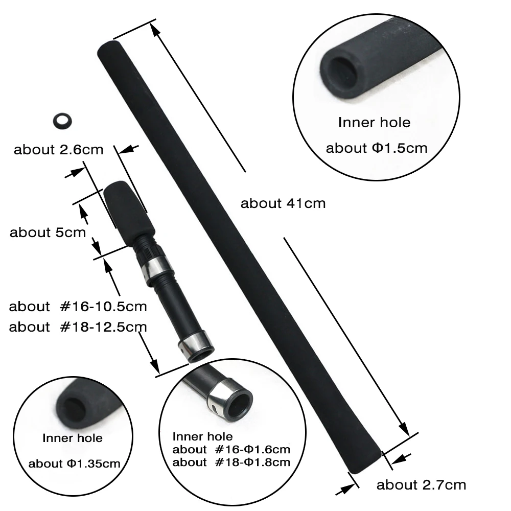 MNFT-mango de caña de pescar EVA con asiento de carrete, empuñaduras de mango de caña de pescar giratoria de espuma EVA DIY para construcción o reparación de cañas - imagen 2