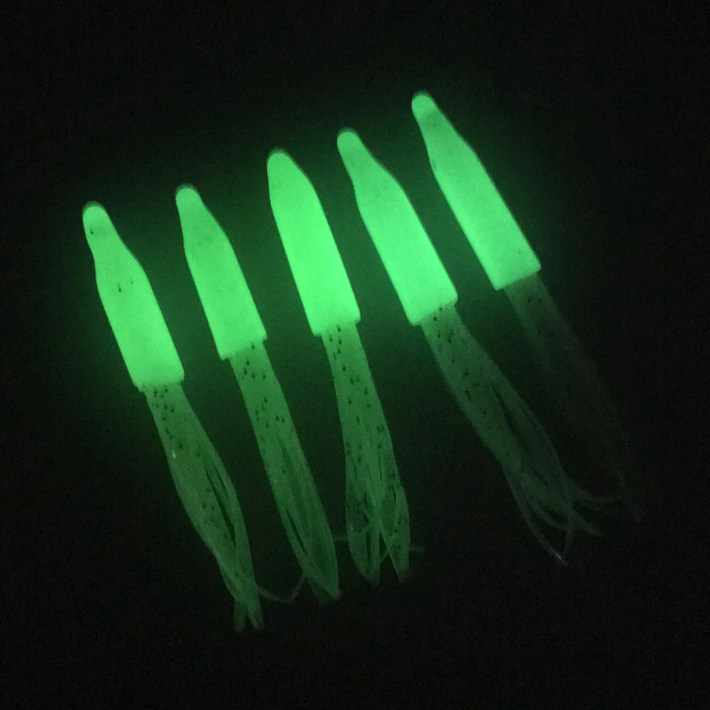 10 Uds 5cm 2 pulgadas señuelo suave luminoso silicona pulpo calamar Señuelos de pesca brillo cebos artificiales falda señuelos - imagen 3