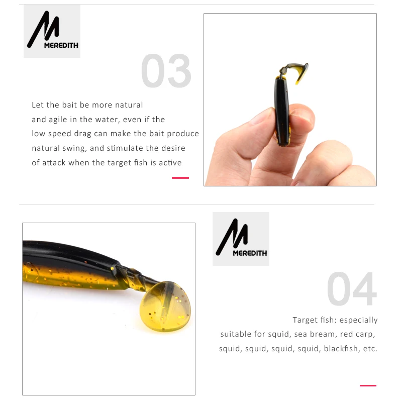 Meredith-señuelo de pesca suave, cebo profesional de 2,16 &quot;, 10 piezas, 55mm/2,3g, calidad de silicona, doble Color, Wobblers artificiales para carpa - imagen 2