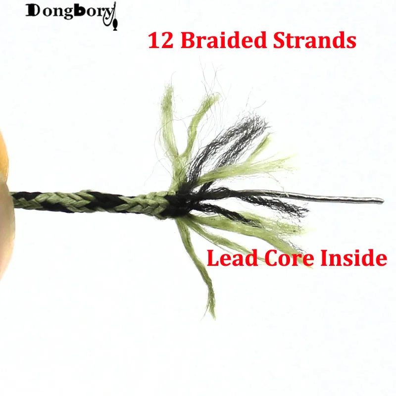 Línea de pesca de carpa Leadcore 35 45 55LB, líder verde de camuflaje, línea de aparejo de carpa con núcleo de plomo, aparejos de plomada trenzados, accesorios de pesca, 10M - imagen 2