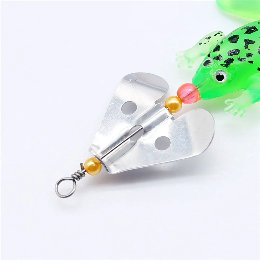 Kit de Señuelos de Pesca de ranas calientes, 4 unids/lote, Señuelos de Pesca blandos de goma con gancho, señuelos de cuchara de lubina para carpa, accesorios de Pesca - imagen 3
