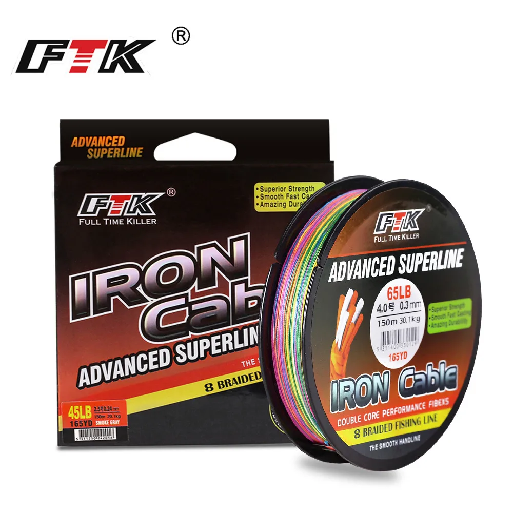 Línea de pesca trenzada FTK de 150M, 8 hebras, 0,16mm-0,40mm, 23LB-85LB, línea de pesca multifilamento de PE súper fuerte colorida para señuelo - imagen 5