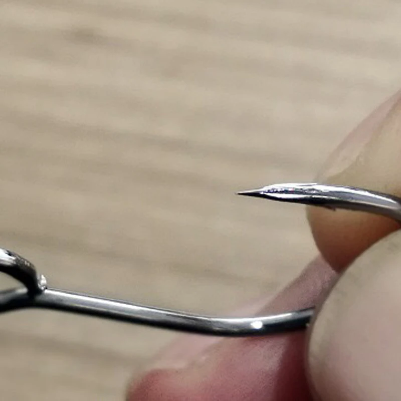 Anzuelo de repuesto para señuelo de pesca, anzuelo de un solo pez en línea, ojo grande afilado, acero de alto carbono, tamaño 8 #-2/0 #, 50 Uds. - imagen 4