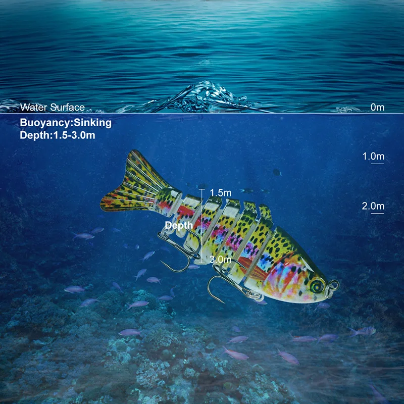 PROBEROS-señuelo de pesca Swimbait, 7 Secciones, 10cm/3,94 "-0,43 oz/12,1g, 6 #, anzuelo negro, aparejos de pesca - imagen 5
