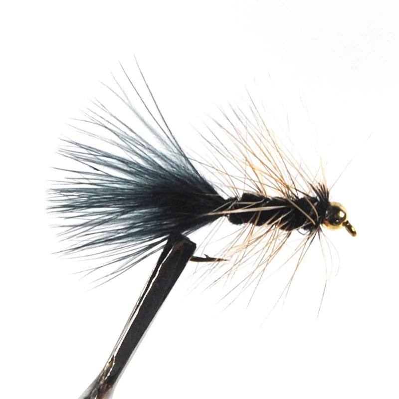 Bimoo-SEÑUELOS de pesca con mosca, cabeza de bola de latón verde y negro, 10 unidades, #10 - imagen 3