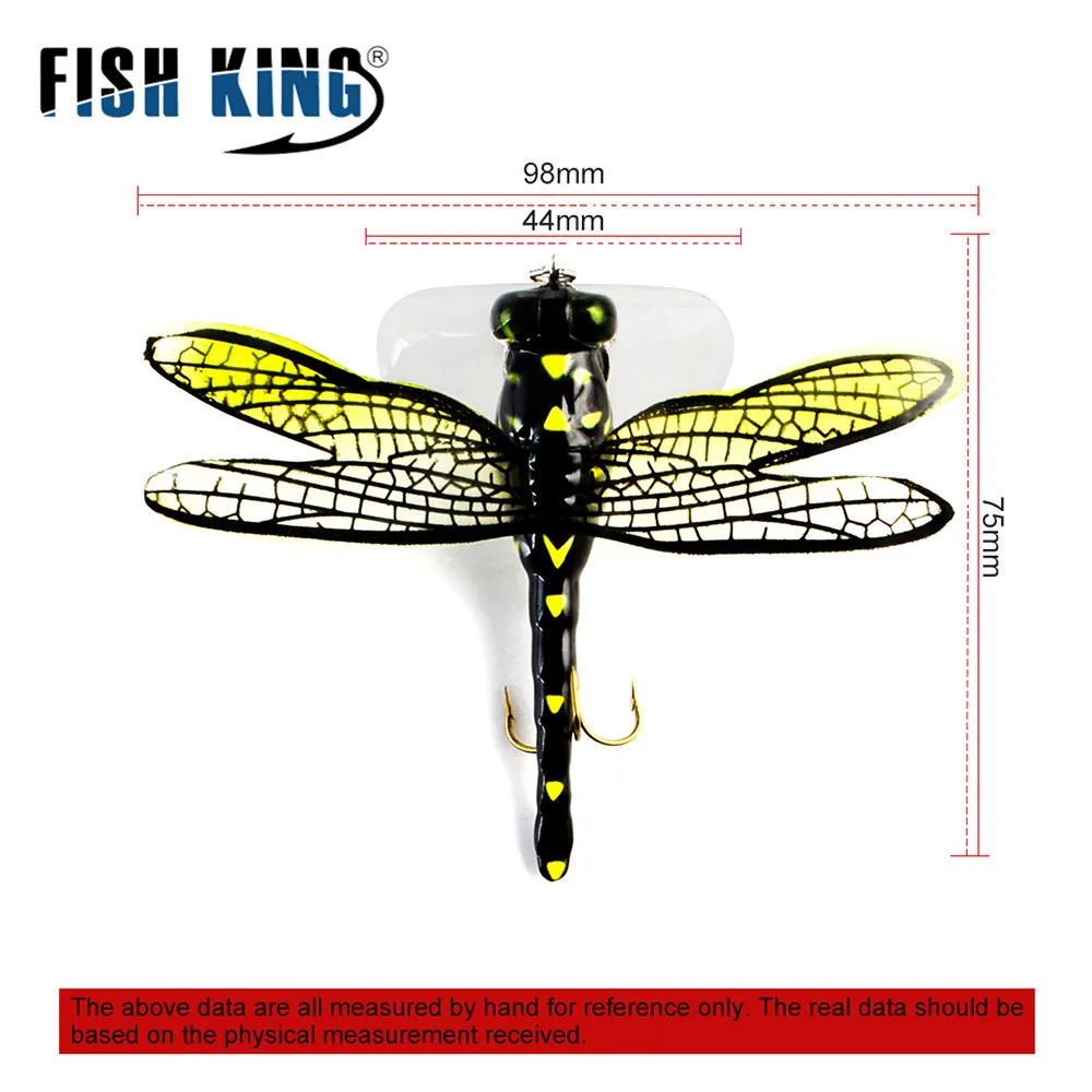 FISH KING-señuelo de pesca con mosca flotante, 1 unidad, peso 6g, longitud 75mm, Libélula realista, Mosca, gancho peludo, señuelo de insectos - imagen 2