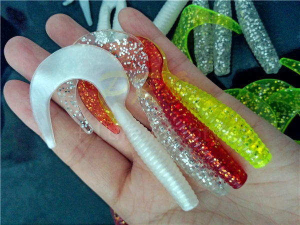 JYJ-señuelo de pesca de 50 piezas y 8cm, cebos blandos, gusanos de colores mezclados - imagen 4