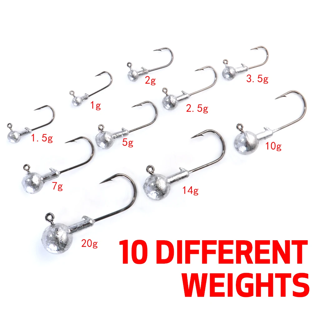 FTK 5-10 Uds anzuelo de pesca con cabeza de anzuelo 1g-20g anzuelos para señuelo de pesca suave anzuelos de acero al carbono - imagen 3