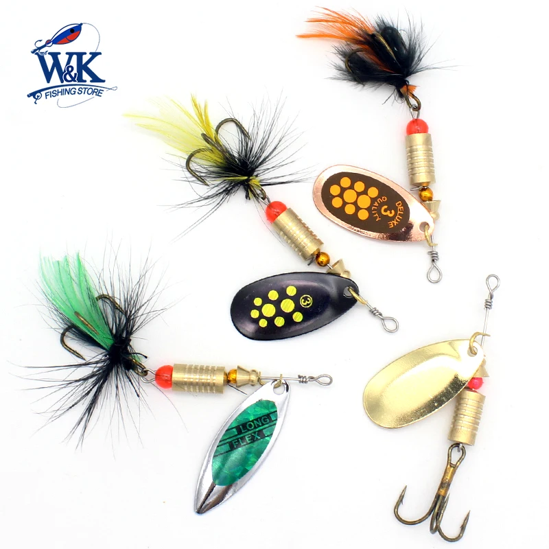 Cebos giratorios de 3 tamaños, anzuelos triples de aderezo, 6 piezas/kit de señuelos de pesca de salmón y Lucio, cuchara de Metal, gran oferta - imagen 2