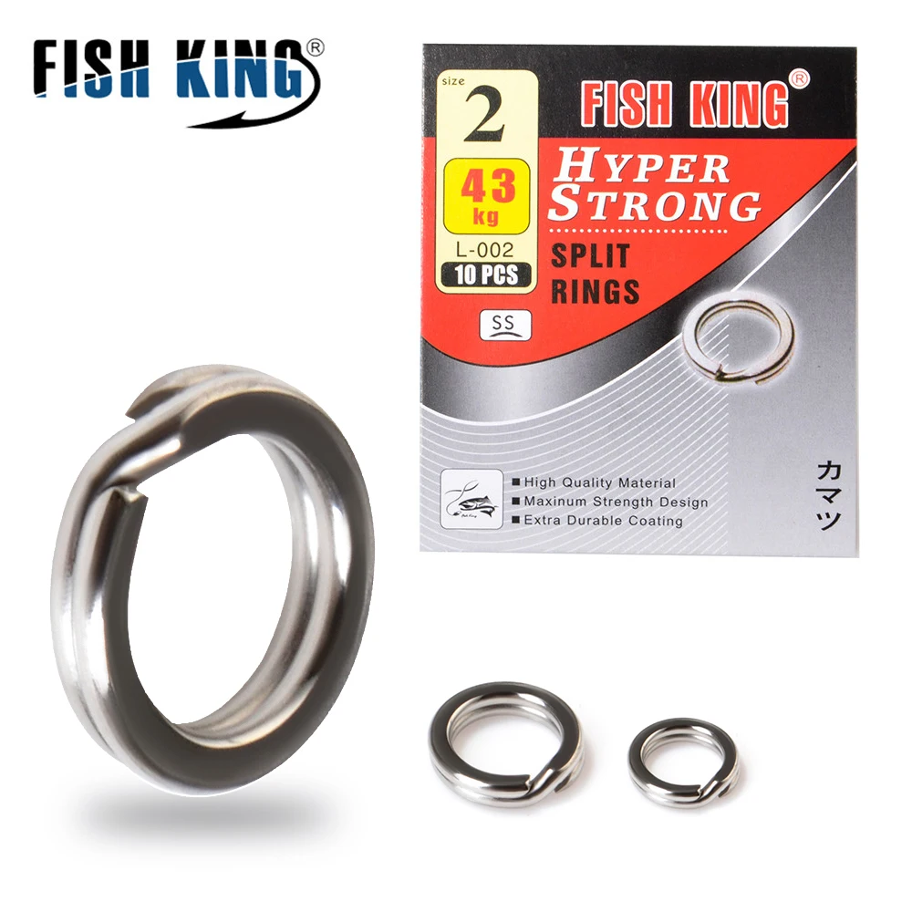 FISH KING-anillo dividido de acero inoxidable, Conector de señuelo de pesca, Pin de rodamiento giratorio, accesorios de pesca, 5-10 piezas - imagen 2