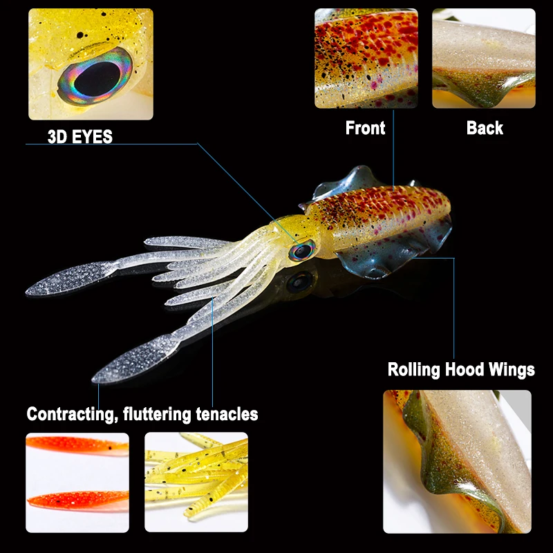 SUNMILE-señuelo de pesca suave, 20g, 150mm, luminoso/UV, Calamar, pulpo, Leurre Souple, Wobbler de mar - imagen 3